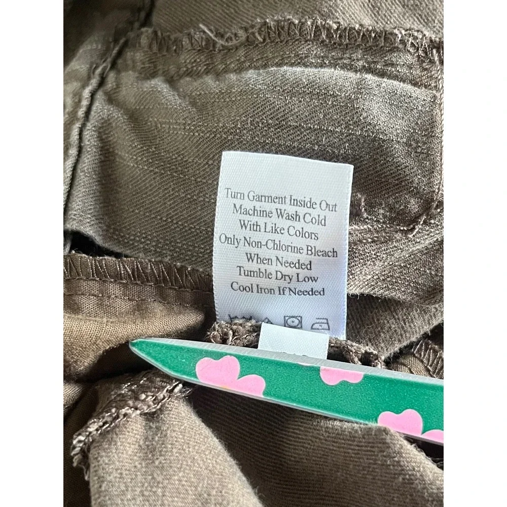 Coldwater Creek Cargo Pants P10 Brown Tencel Blend Embroidered Utility Boho
